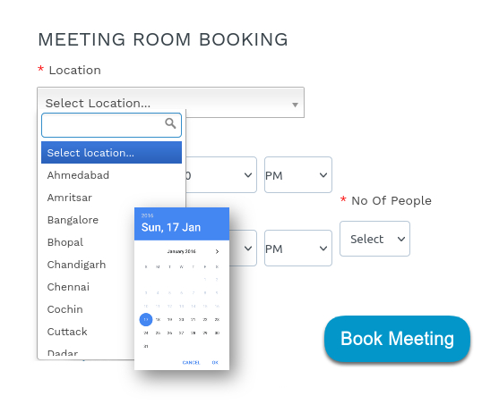 Book meeting room on intranet